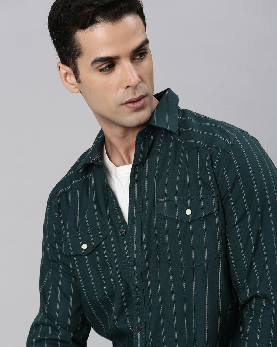 Green/Gold Striped Shirt