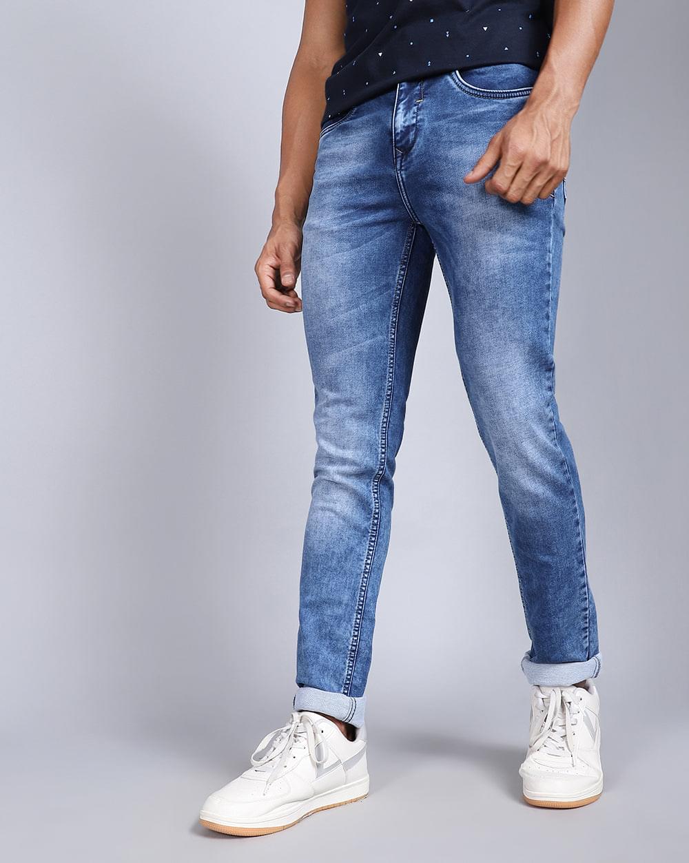 Slim Fit Faded Men's Ankle Length Branded Denim Jeans, multi at Rs