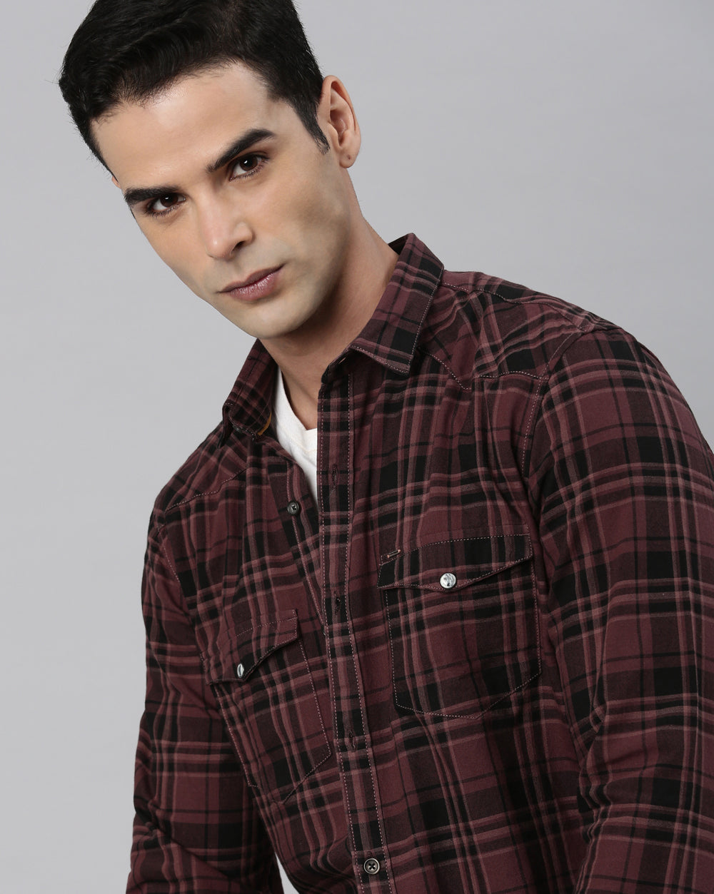 Swing Wineberry Checkered Shirt