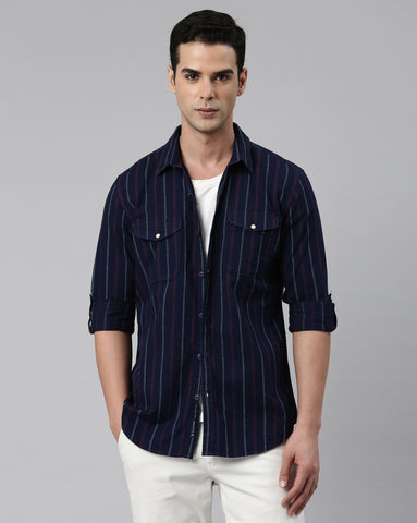 Men's Indigo Striped Shirt