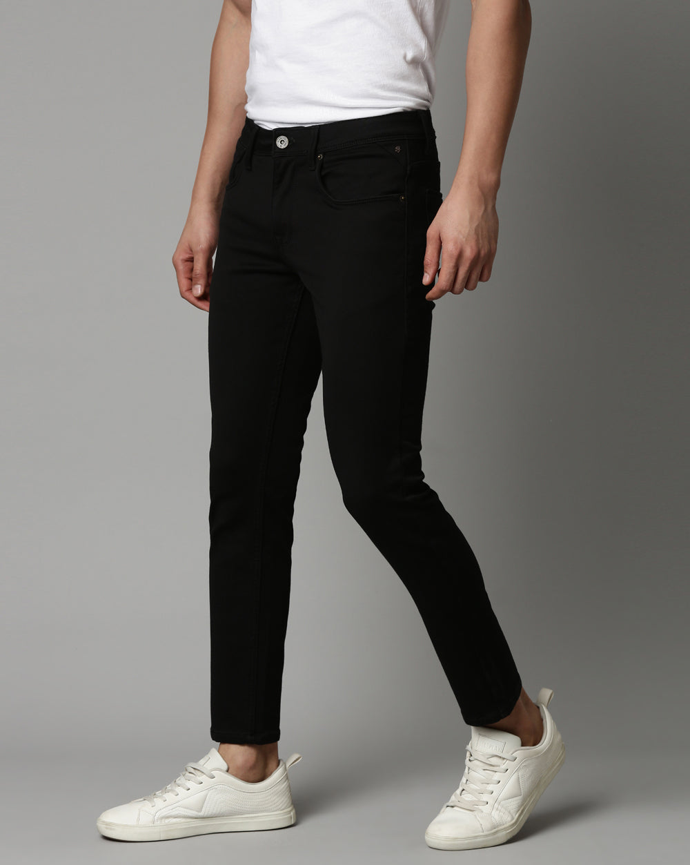 Black Denim Ankle Fit Jeans For Men 