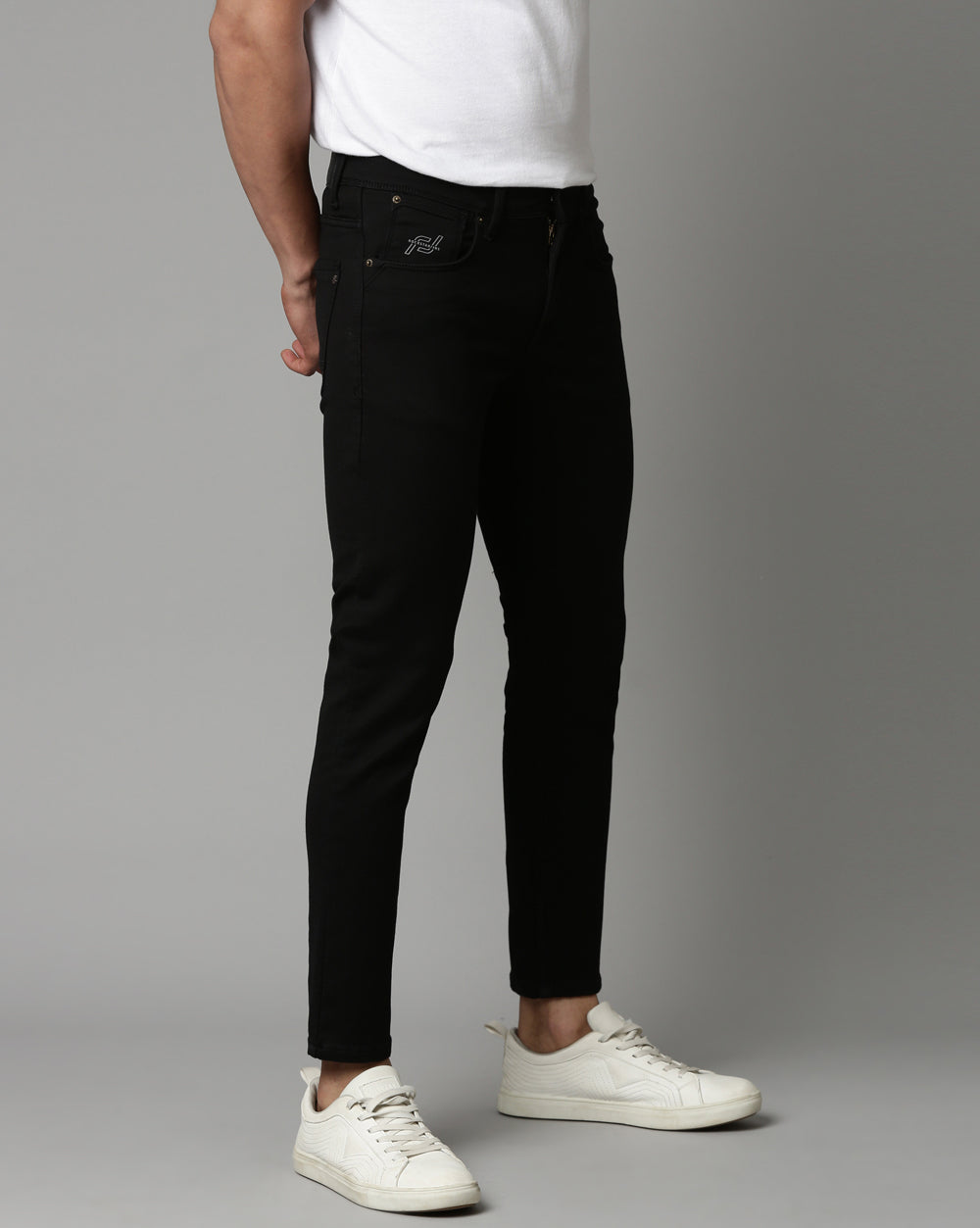 Black Denim Ankle Fit Jeans For Men 