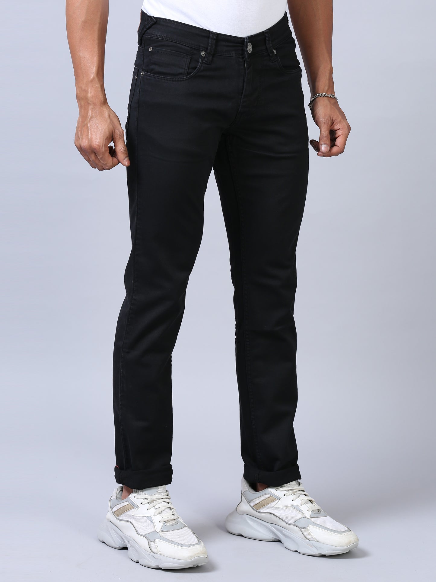 Onyx Black Distressed Denim Jeans for Men