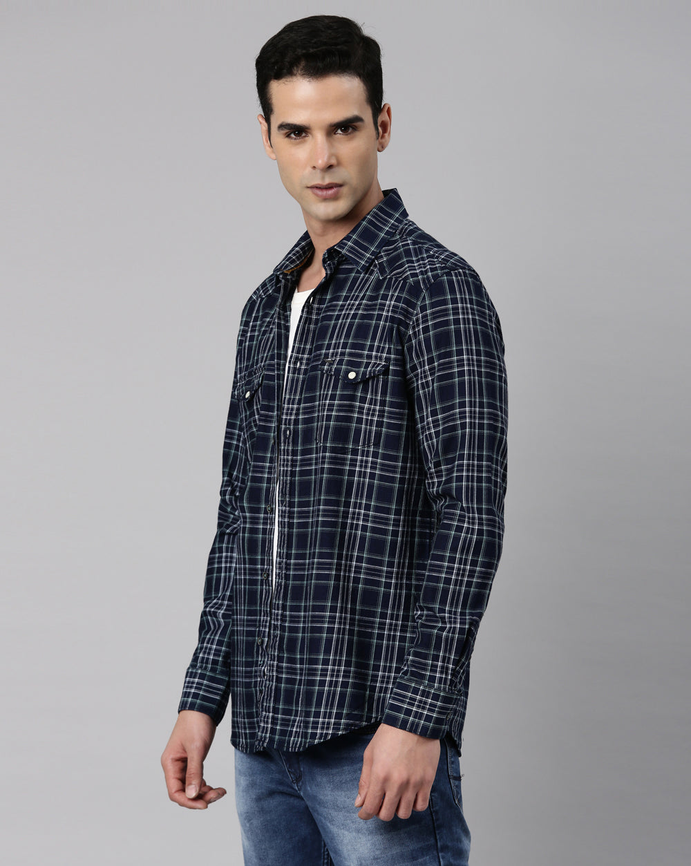 Swing Blue Checkered Shirt for Men 