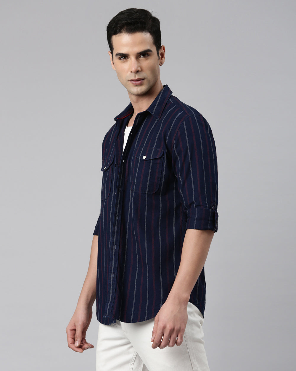 Men's Indigo Striped Shirt