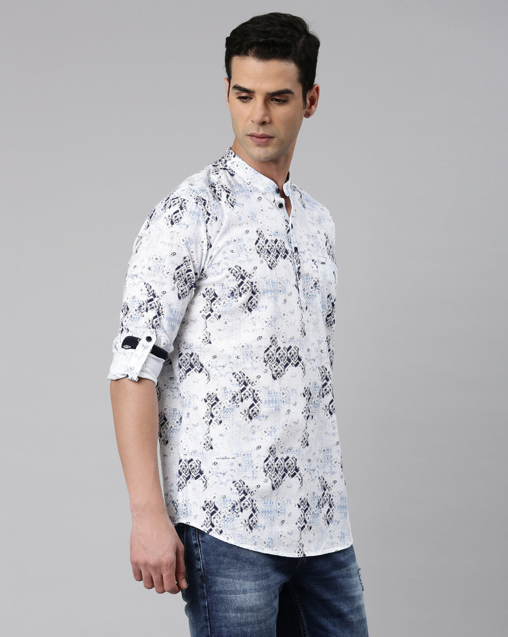 Abstract Print Kurta White