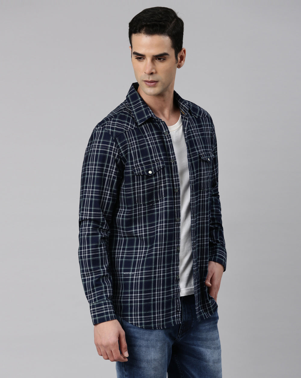 Swing Blue Checkered Shirt for Men 