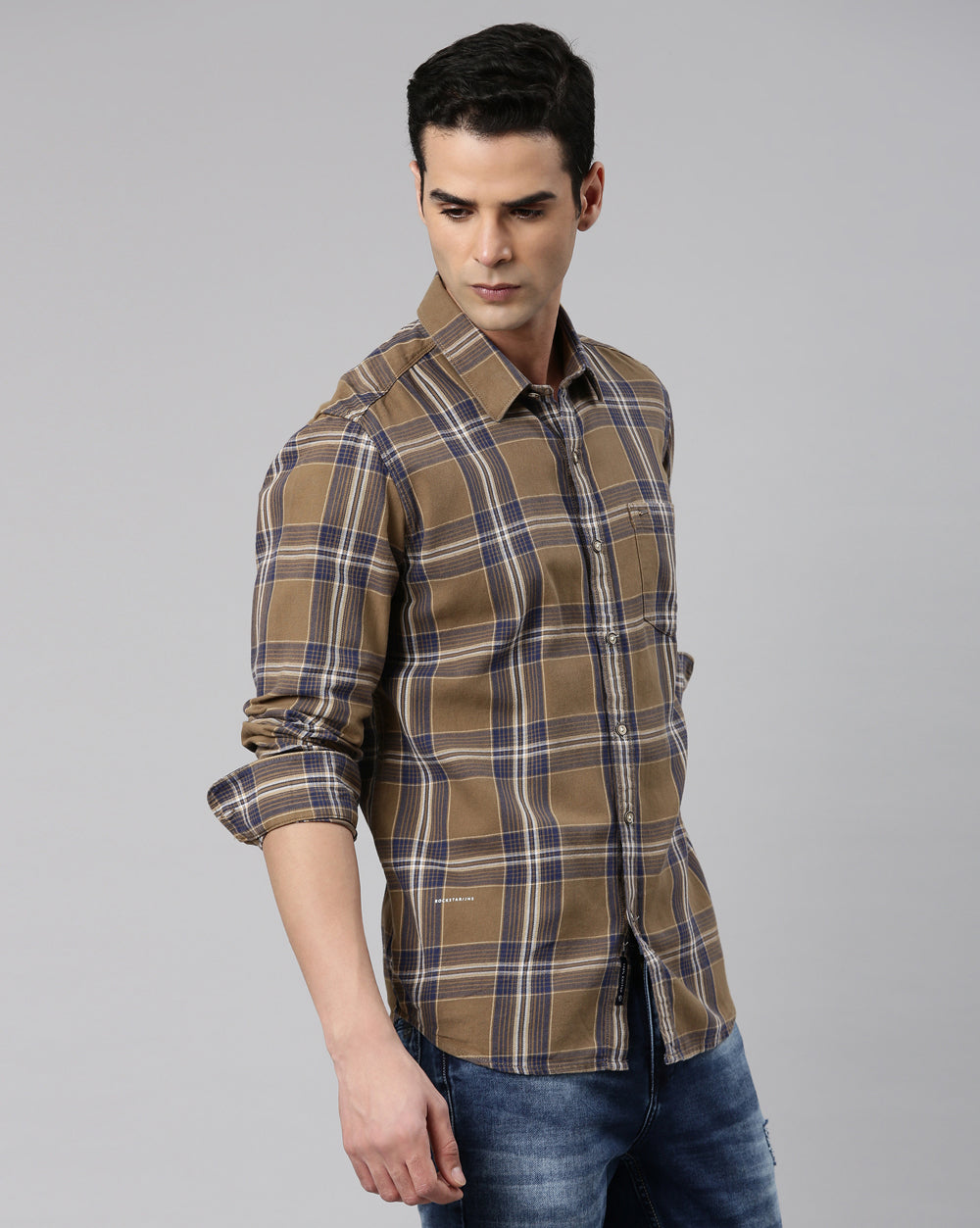 Sway Khaki Checkered Shirt