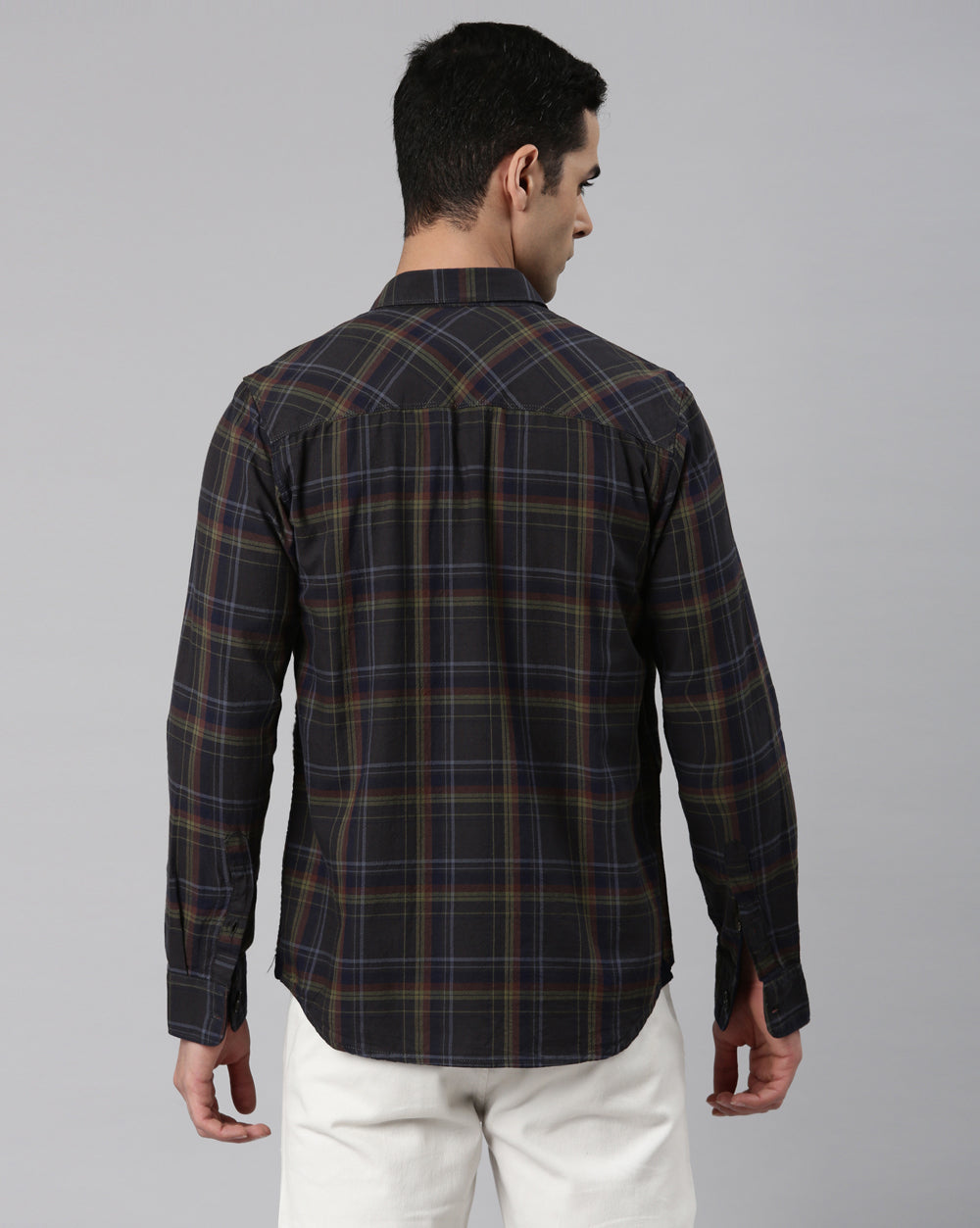 Sway Olive Checkered Shirt for Men 