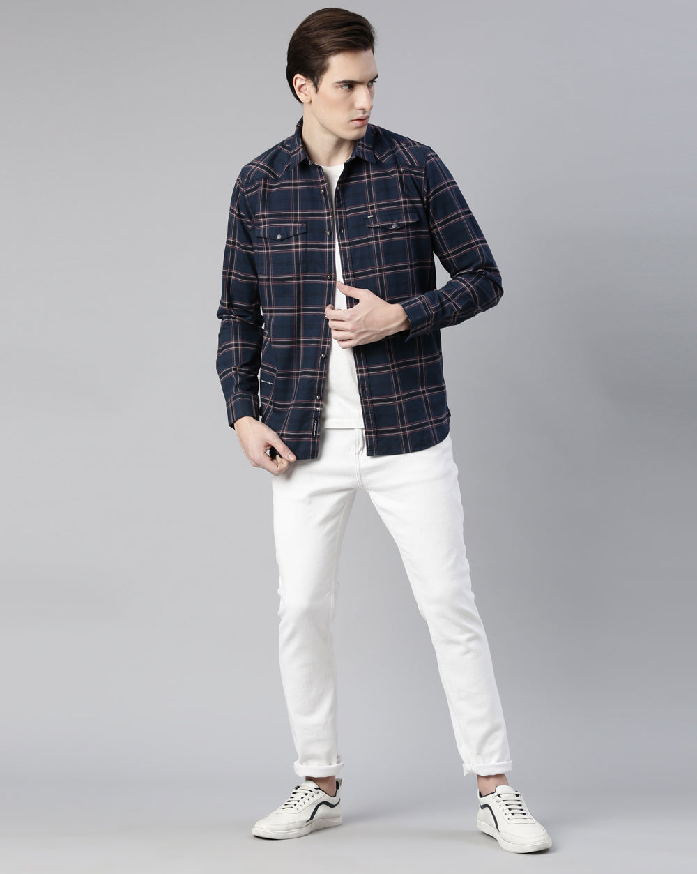 Swing Blue Windowpane Checkered Shirt