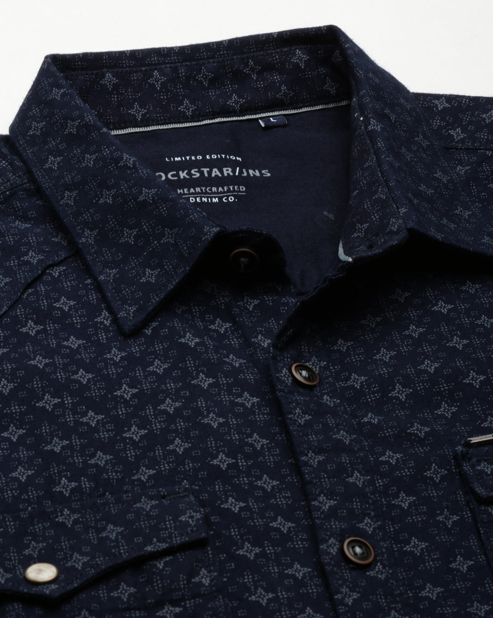 Men's Indigo Printed Denim Shirt