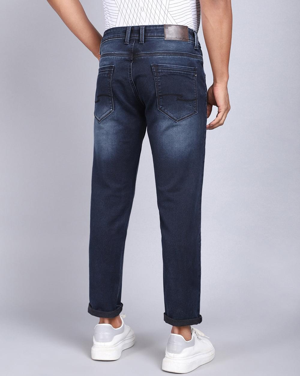 Ankle Fit Jeans-Washed Dark Blue