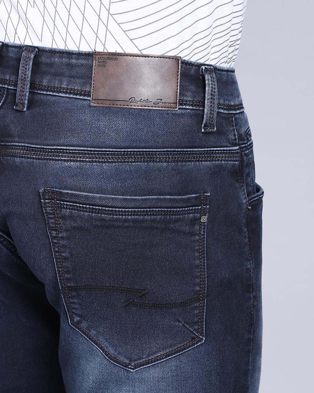 Ankle Fit Jeans-Washed Dark Blue