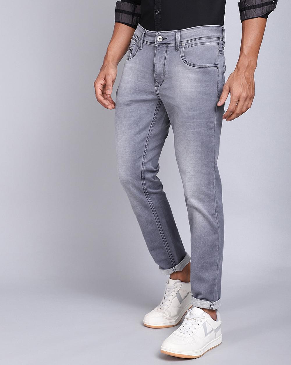 Ankle Fit Jeans-Mid Grey