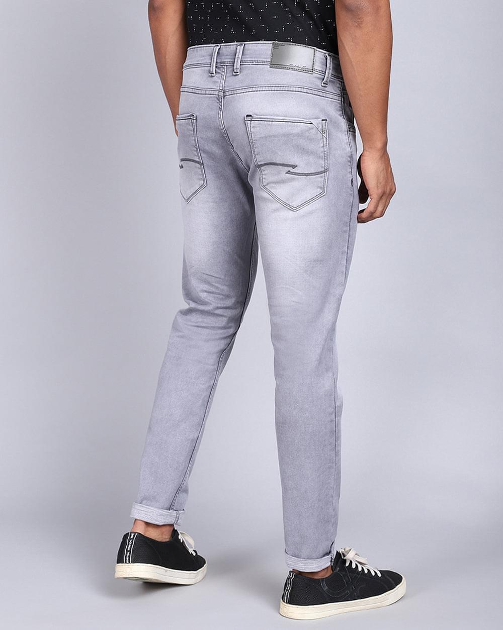 Ankle Fit Jeans-Light Grey