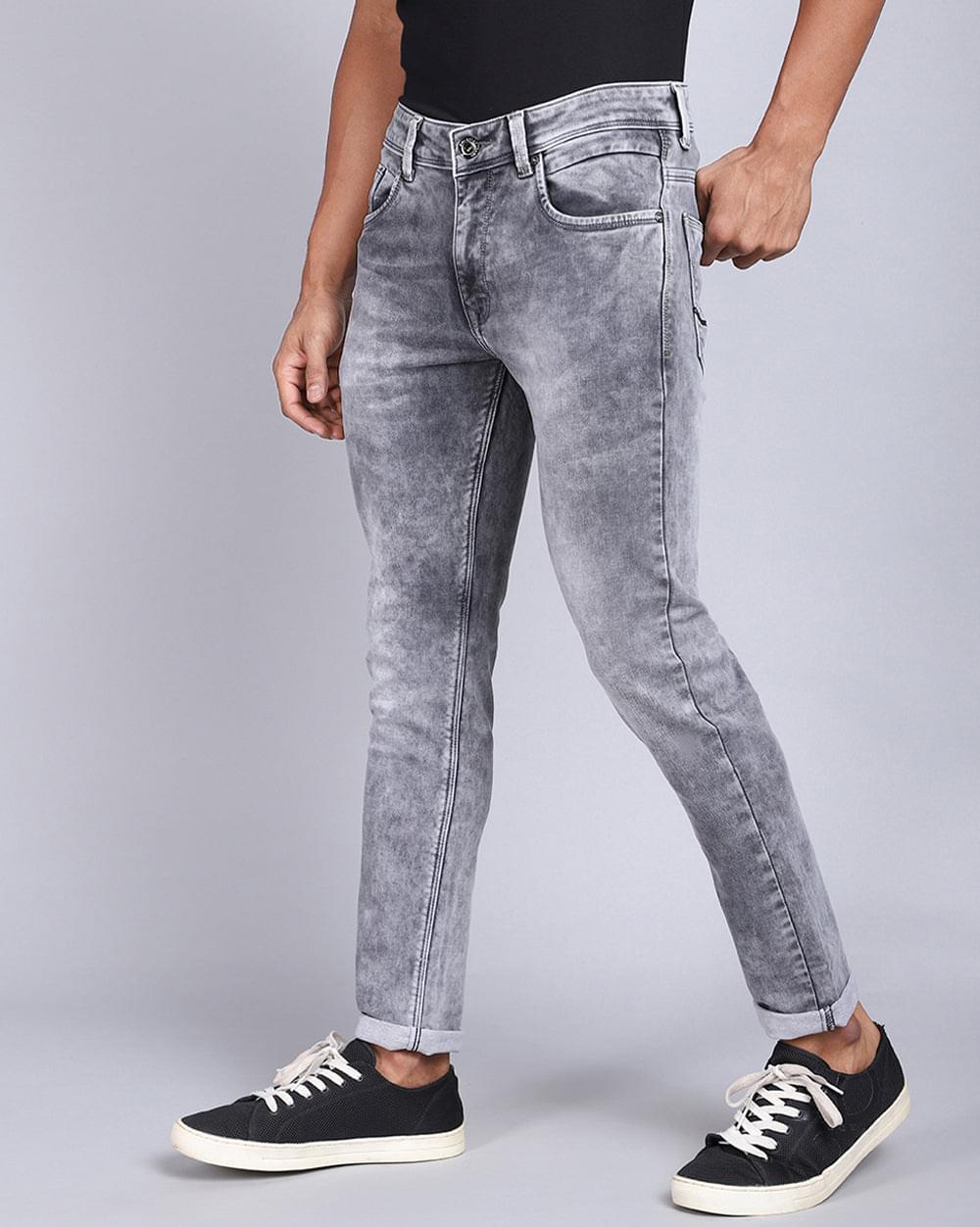 Ankle Fit Jeans-Stonewash Light Grey
