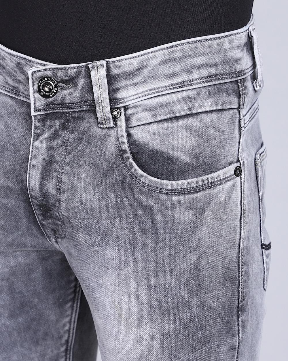 Ankle Fit Jeans-Stonewash Light Grey