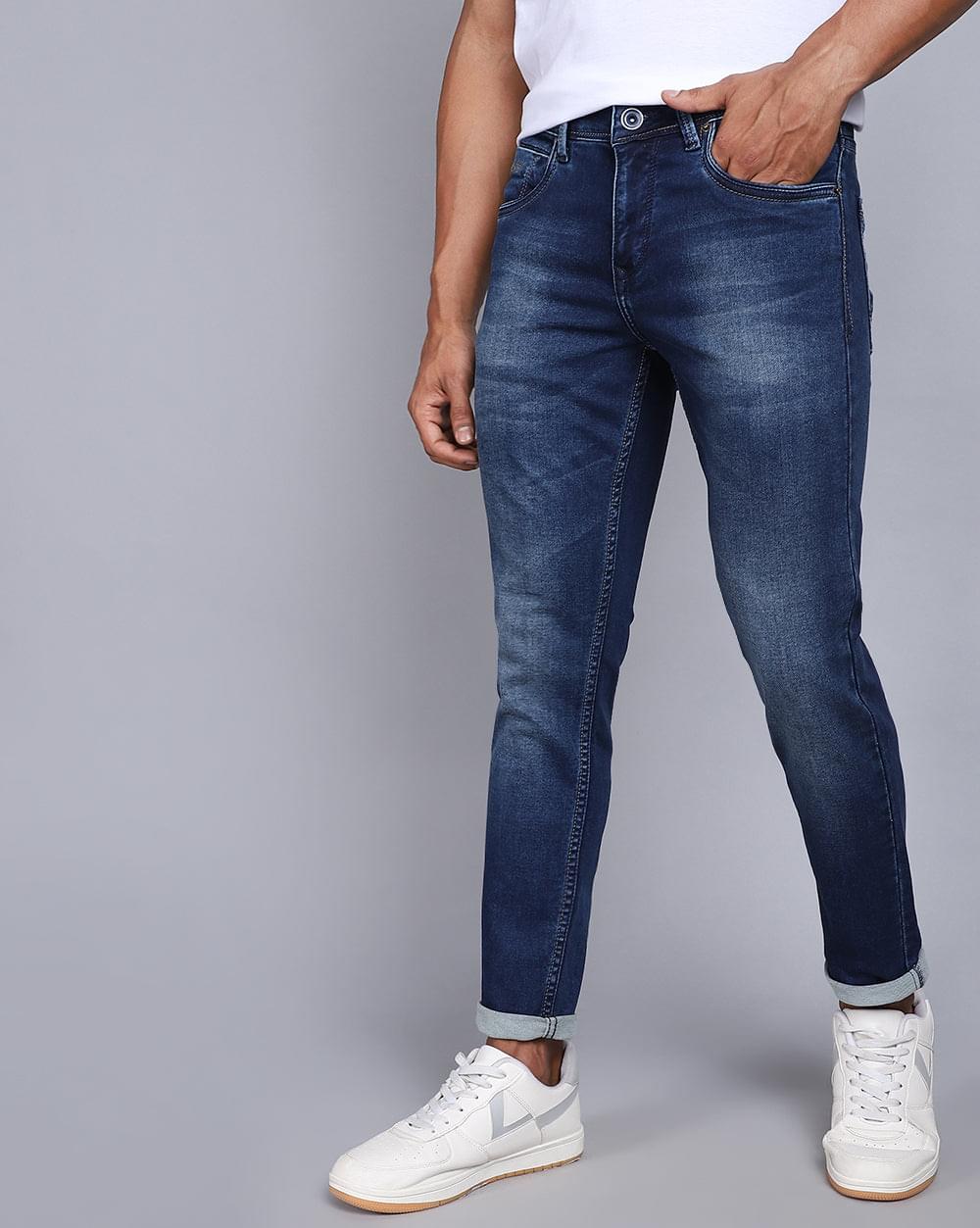 Ankle Fit Jeans-Dark Blue