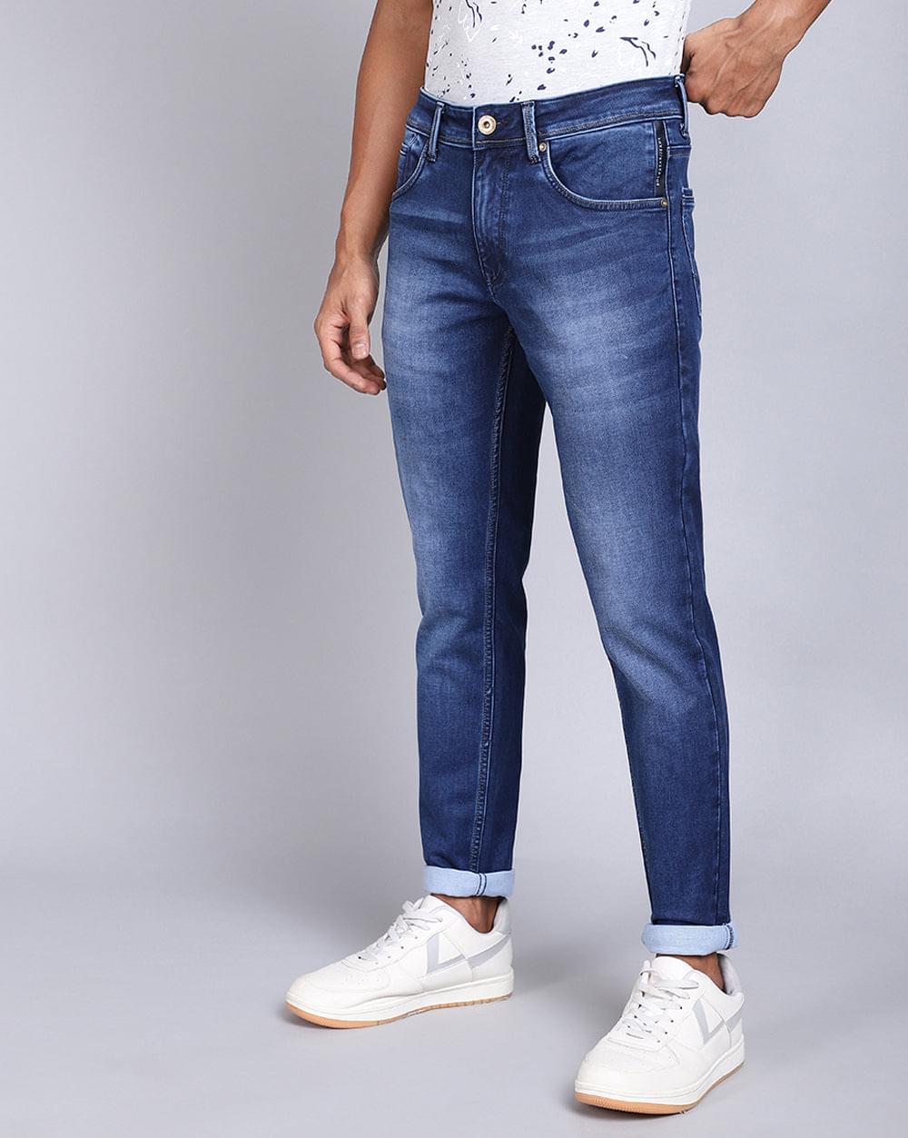 Ankle Fit Jeans-Mid Blue