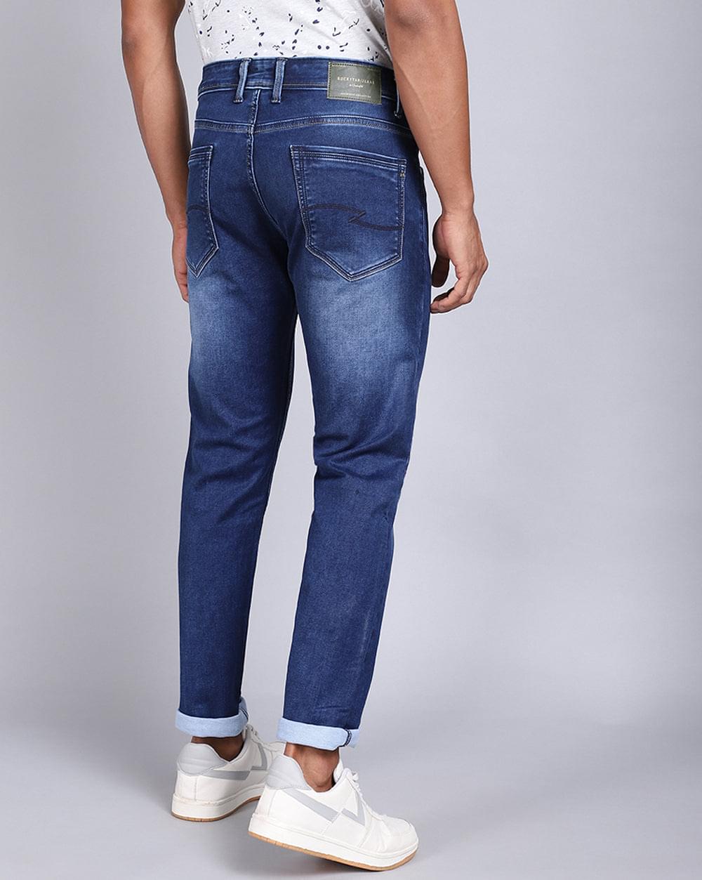 Mid Blue Ankle Fit Jeans For Men