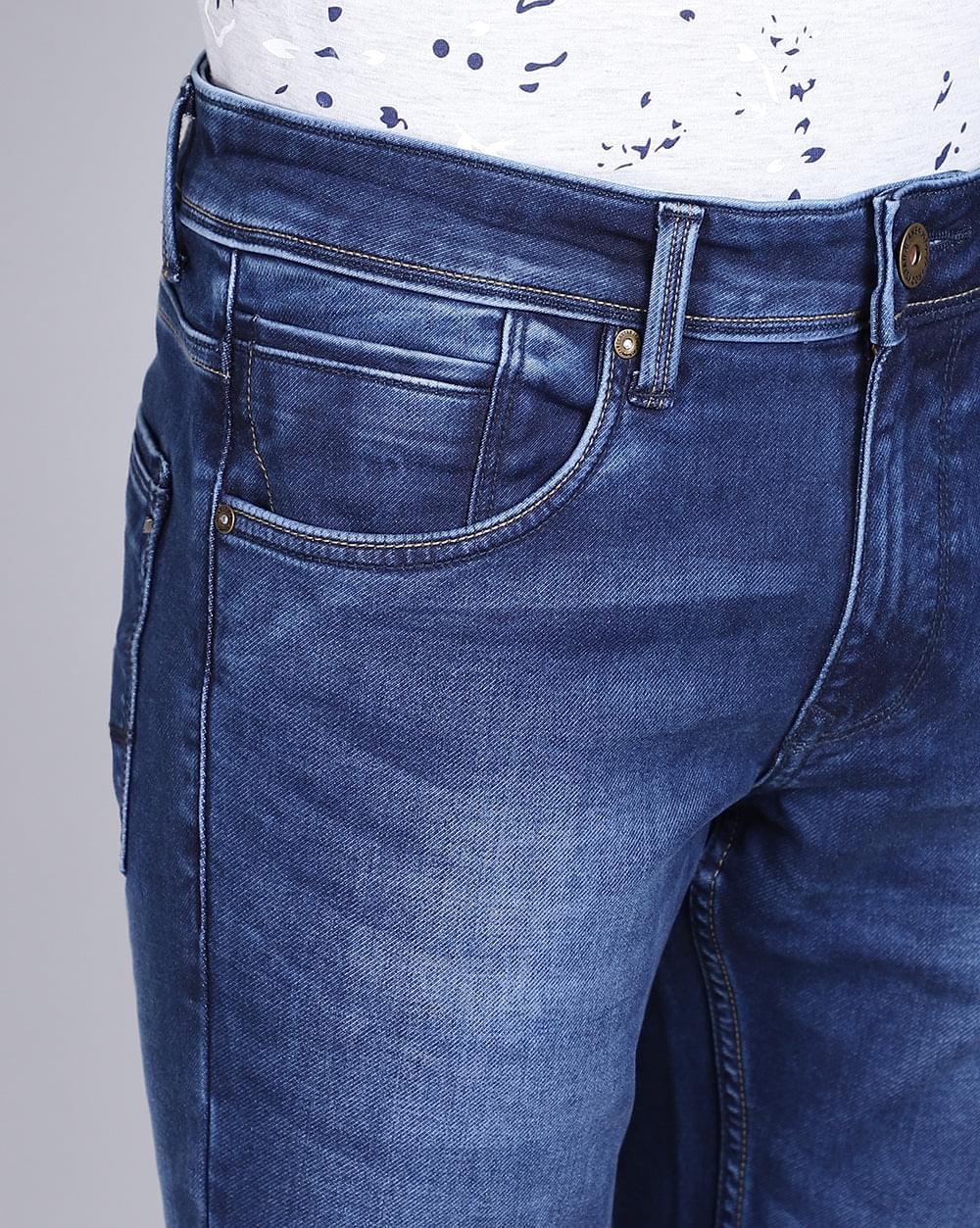 Mid Blue Ankle Fit Jeans For Men