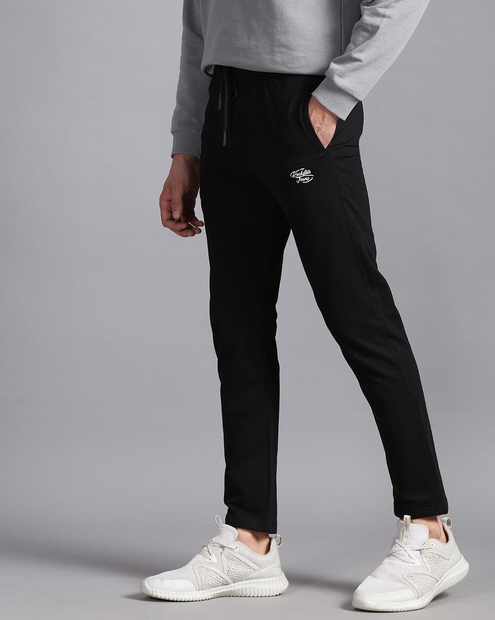 Black Solid Active Pant