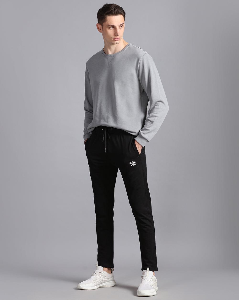 Black Solid Active Pant