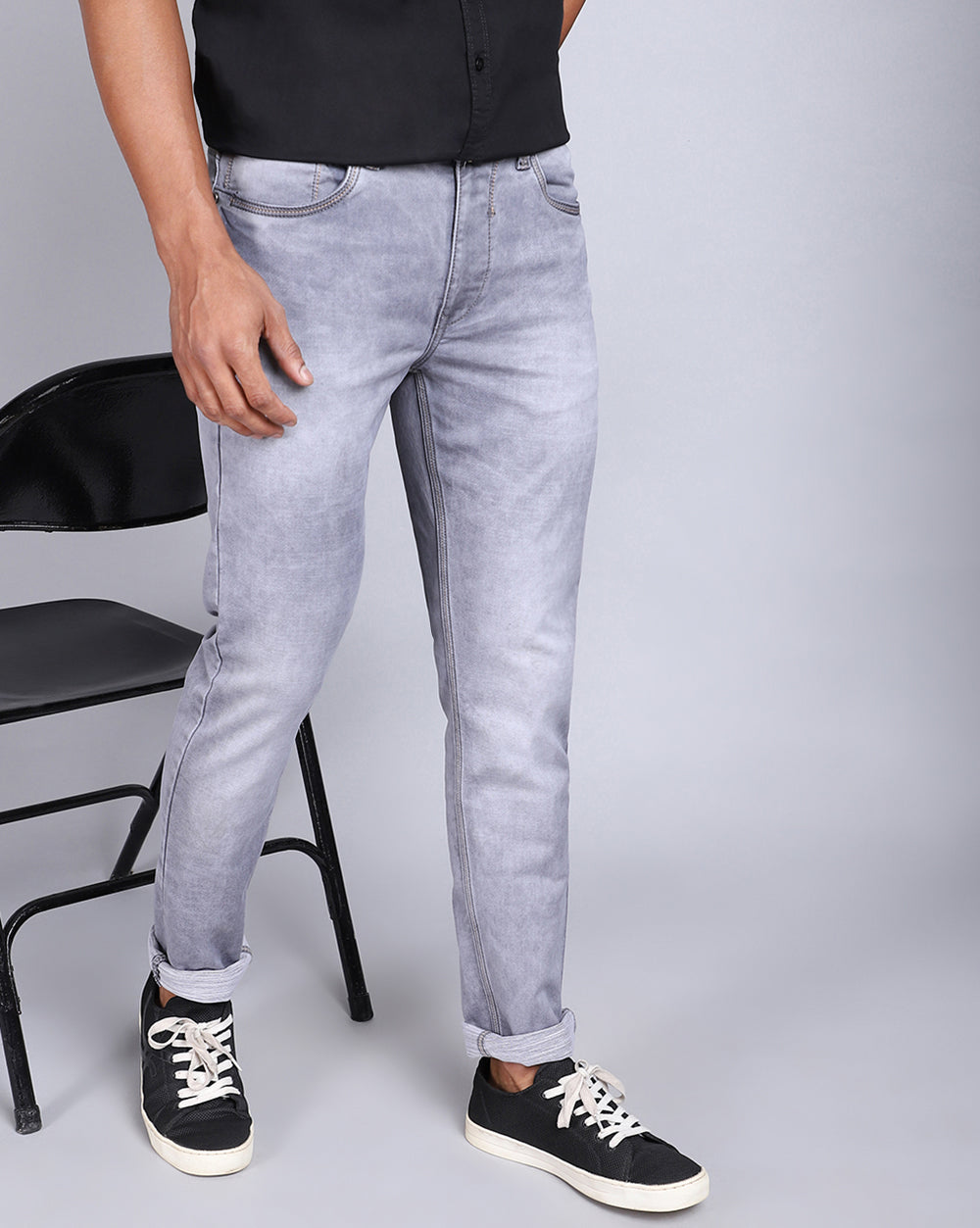 Light Grey Slim Fit jeans For Men 