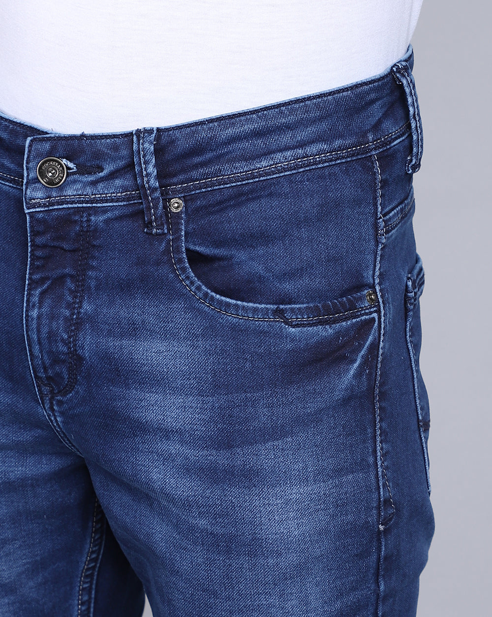 Super Slim Fit Jeans-Mid Wash Blue