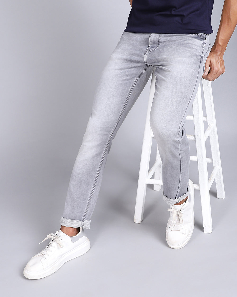 Ice Grey Slim Fit Jeans For Men