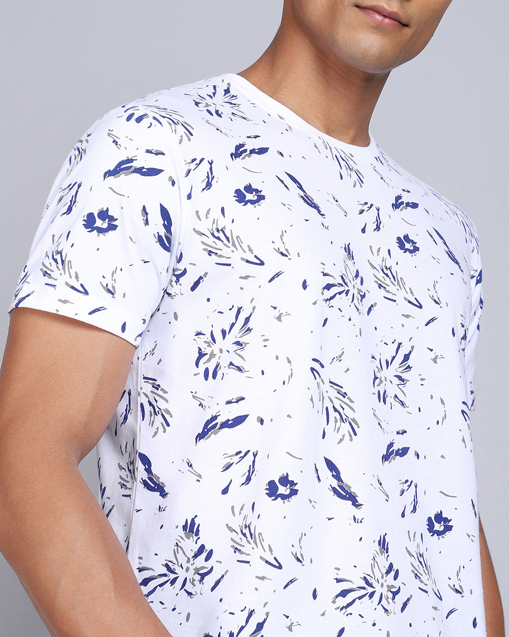 Crew Neck Aop T-Shirt Antra Melange,White