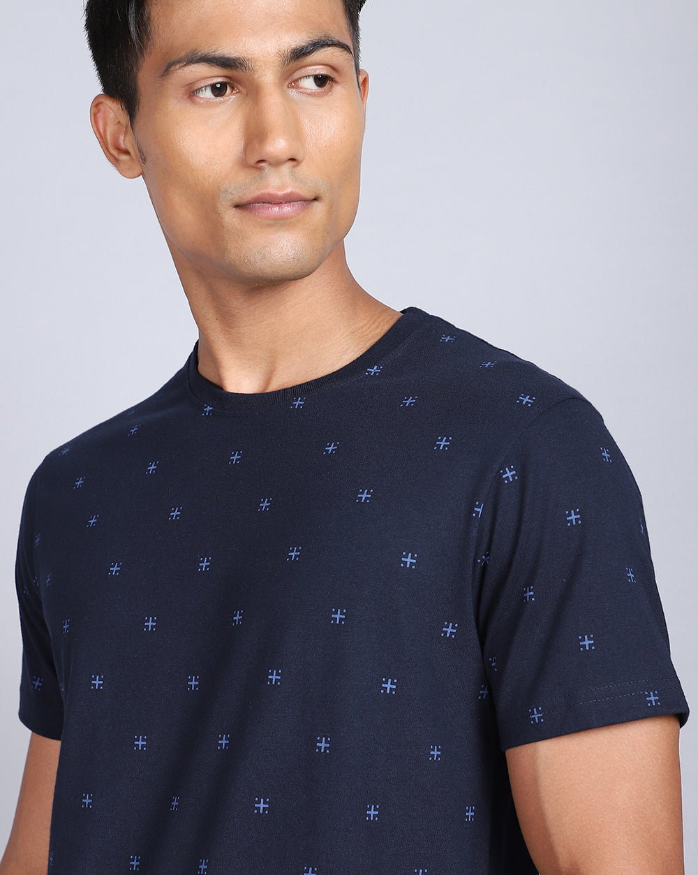 Crew Neck Aop T-Shirt Navy Blue,Olive