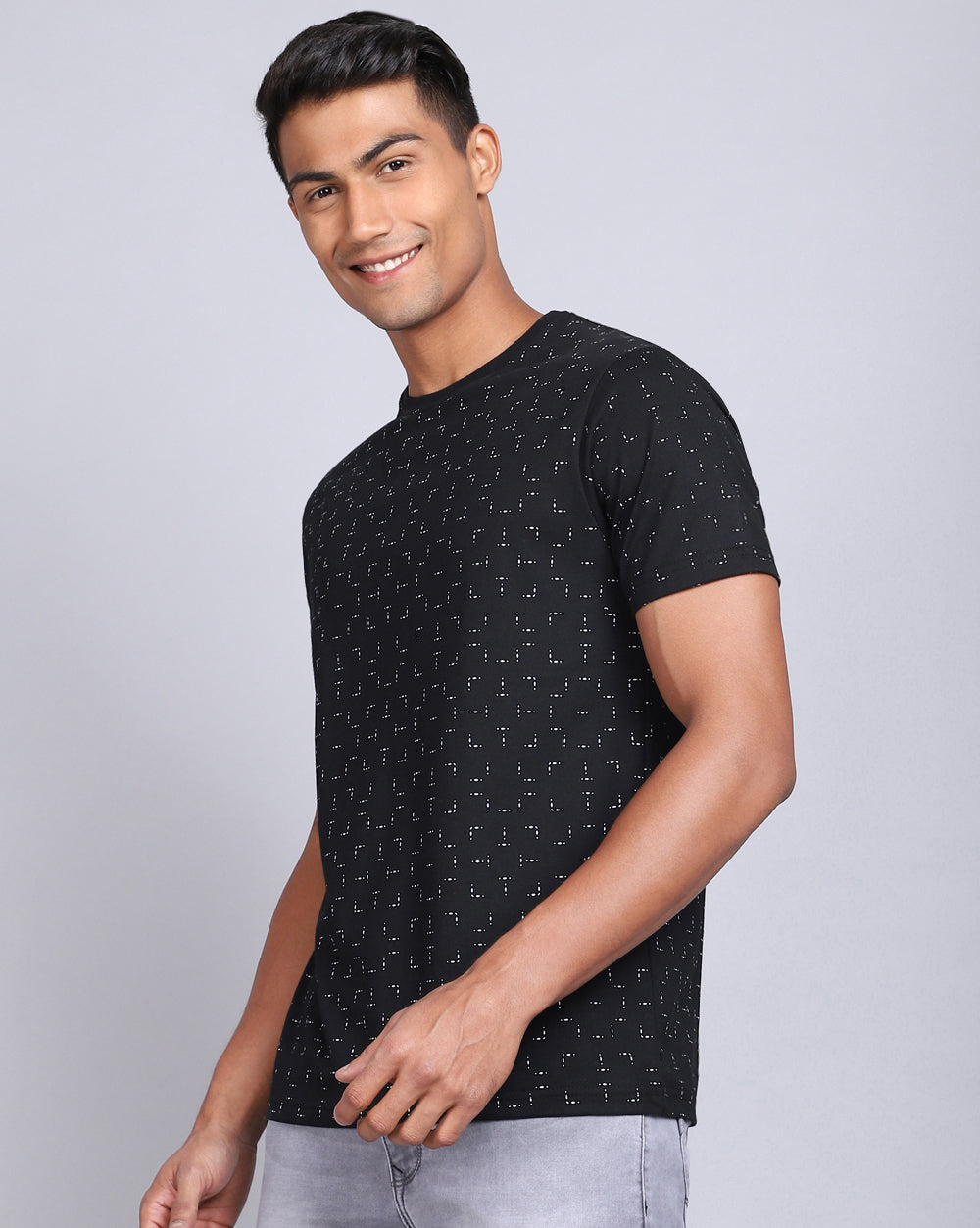 Crew Neck Aop T-Shirt Black,White