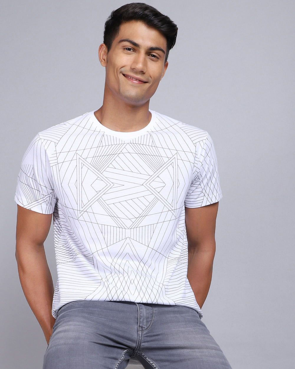 Crew Neck Aop T-Shirt Black,White
