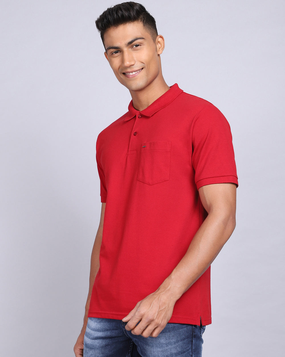 Regular Fit 2 Button Polo T-Shirt Red