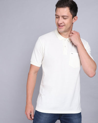 Regular Fit 2 Button Polo T-Shirt Cream