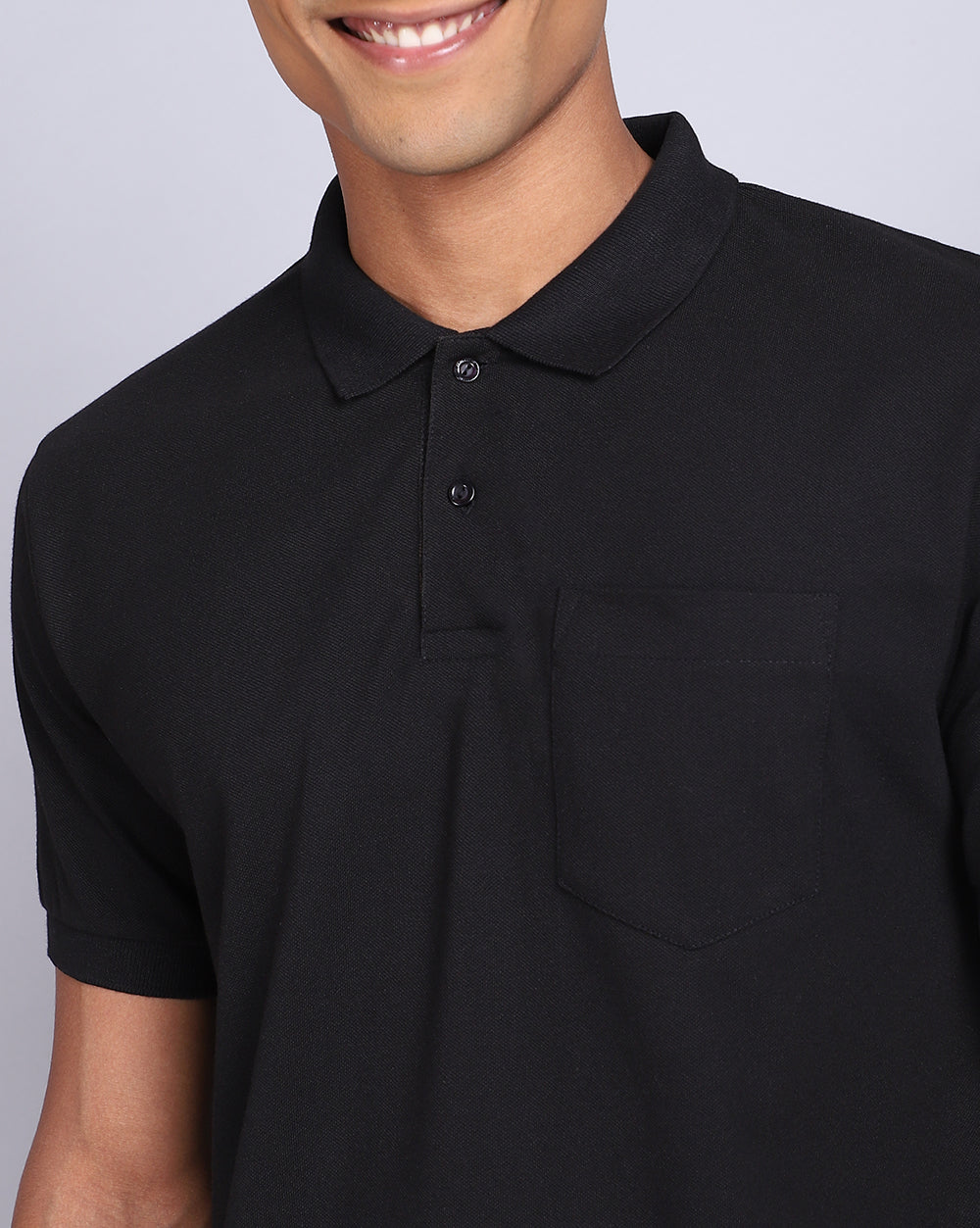 Regular Fit 2 Button Polo T-Shirt Black