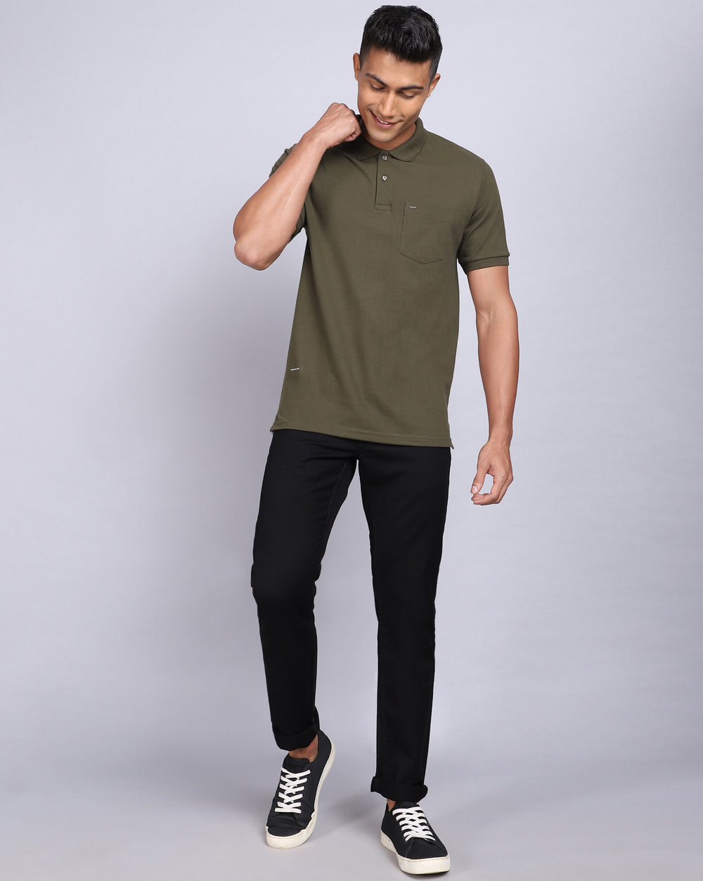 Regular Fit 2 Button Polo T-Shirt Olive