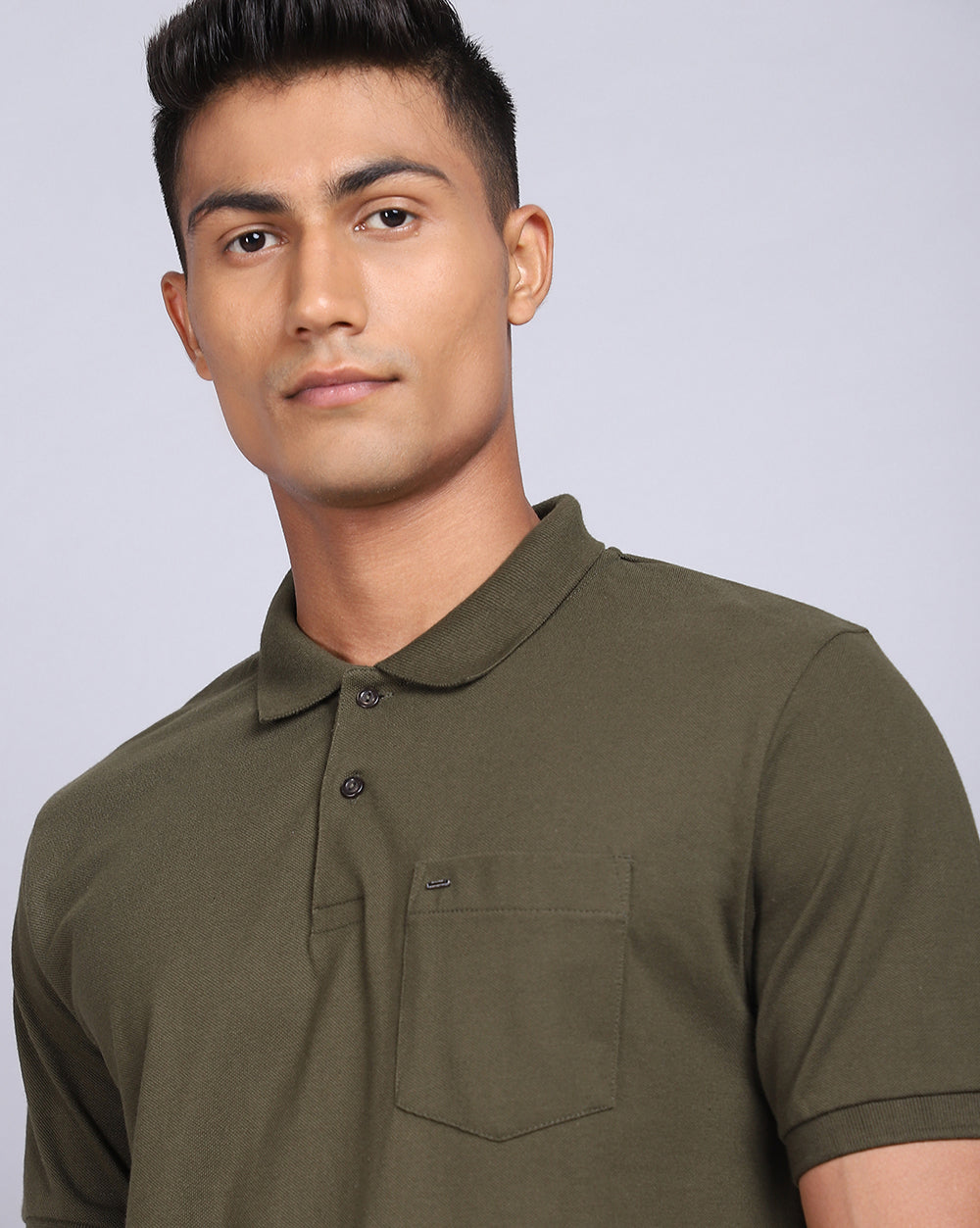 Regular Fit 2 Button Polo T-Shirt Olive