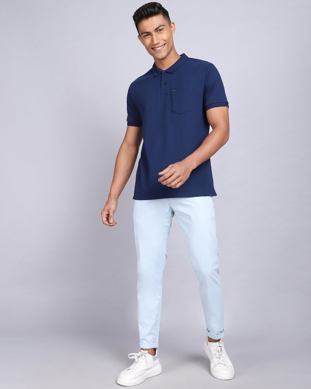 Regular Fit 2 Button Polo T-Shirt Cobalt Blue