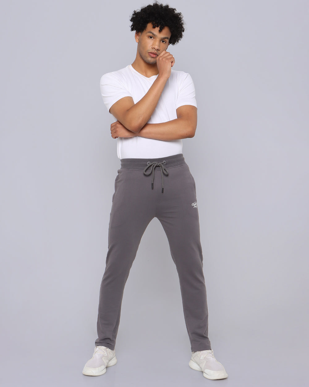 Grey Solid Track Pants