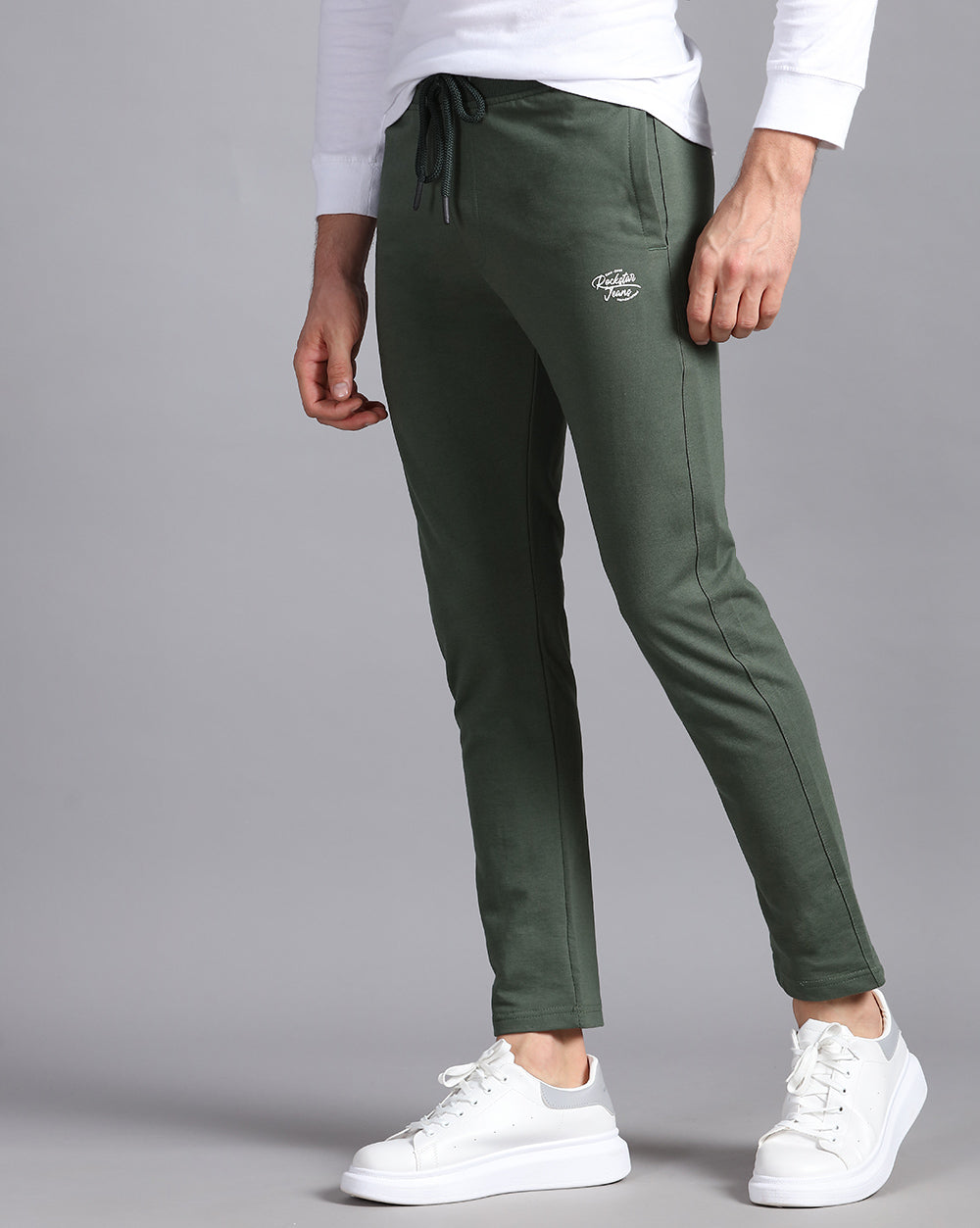 Olive Solid Track Pants