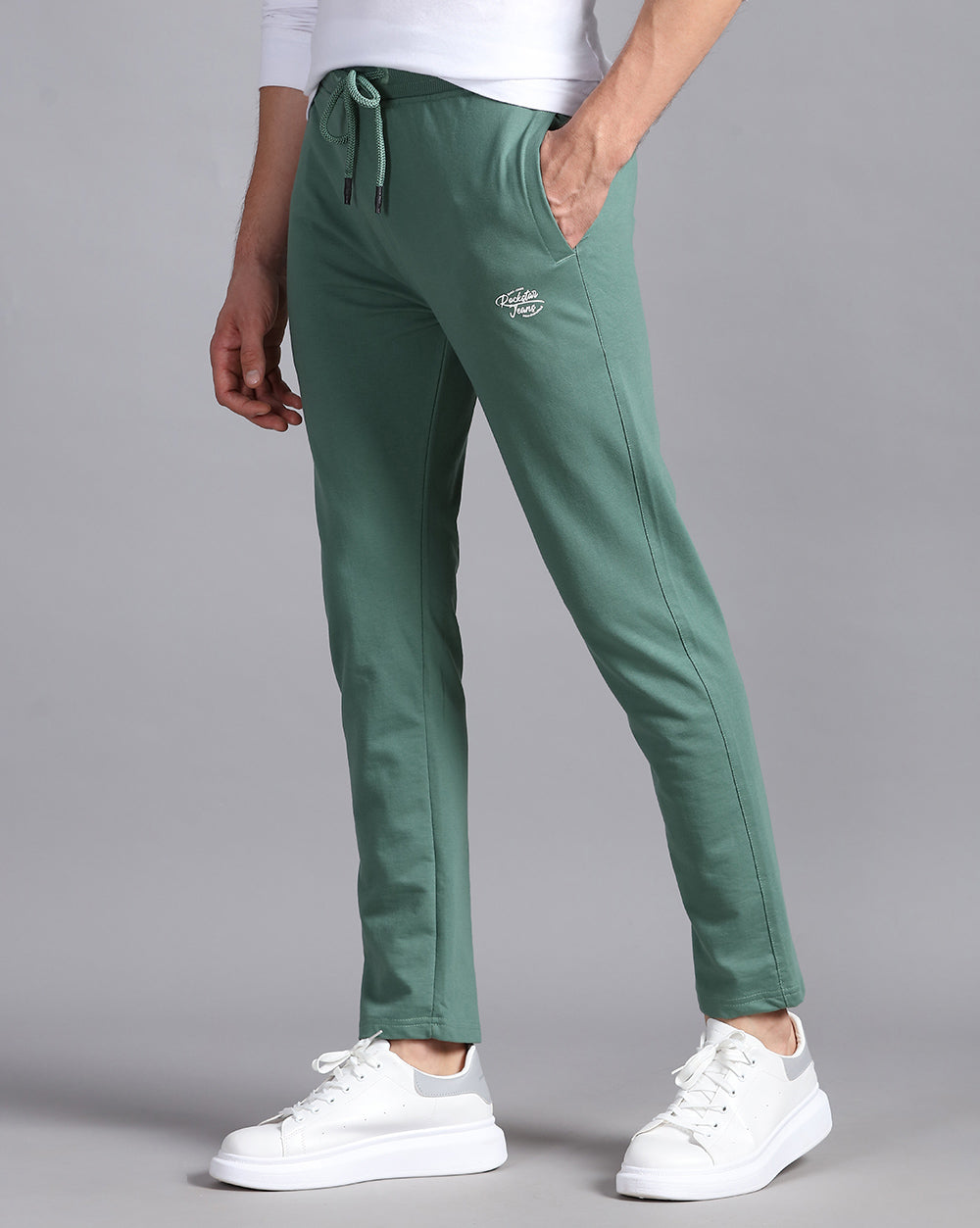 Green Solid Track Pants