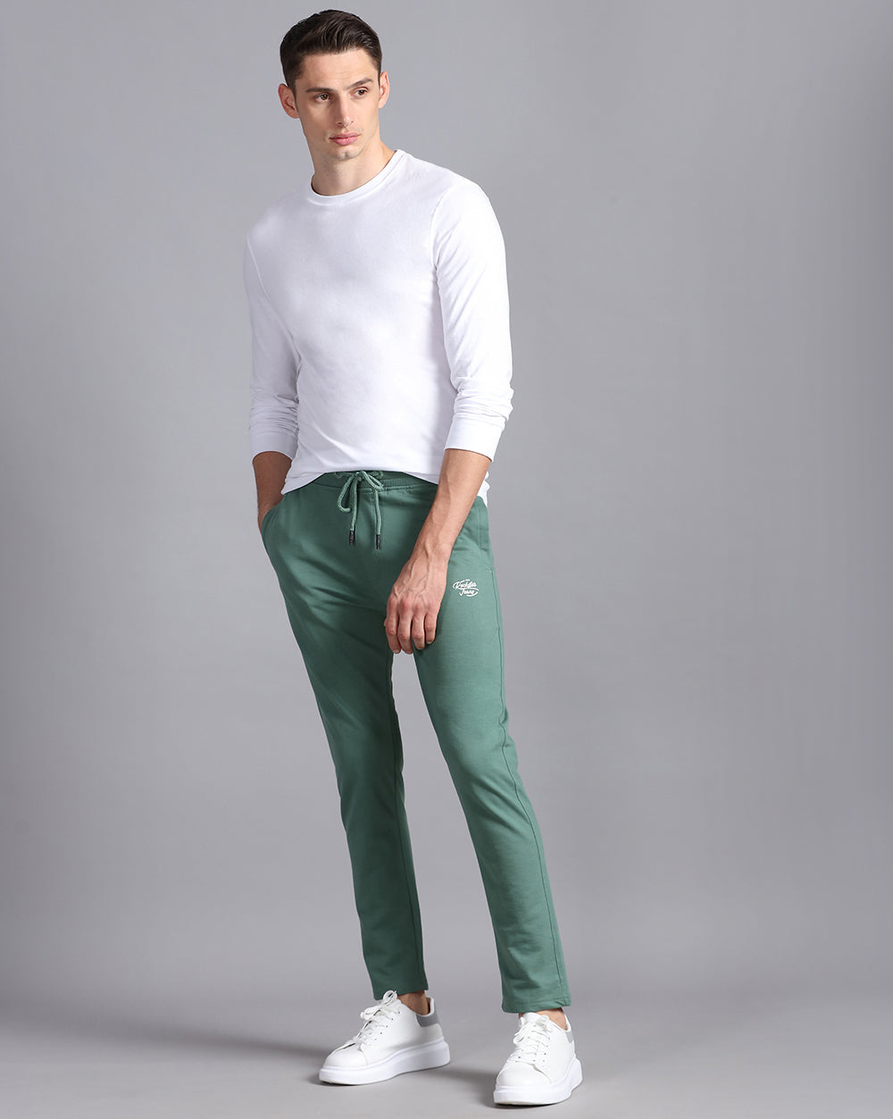 Green Solid Track Pants