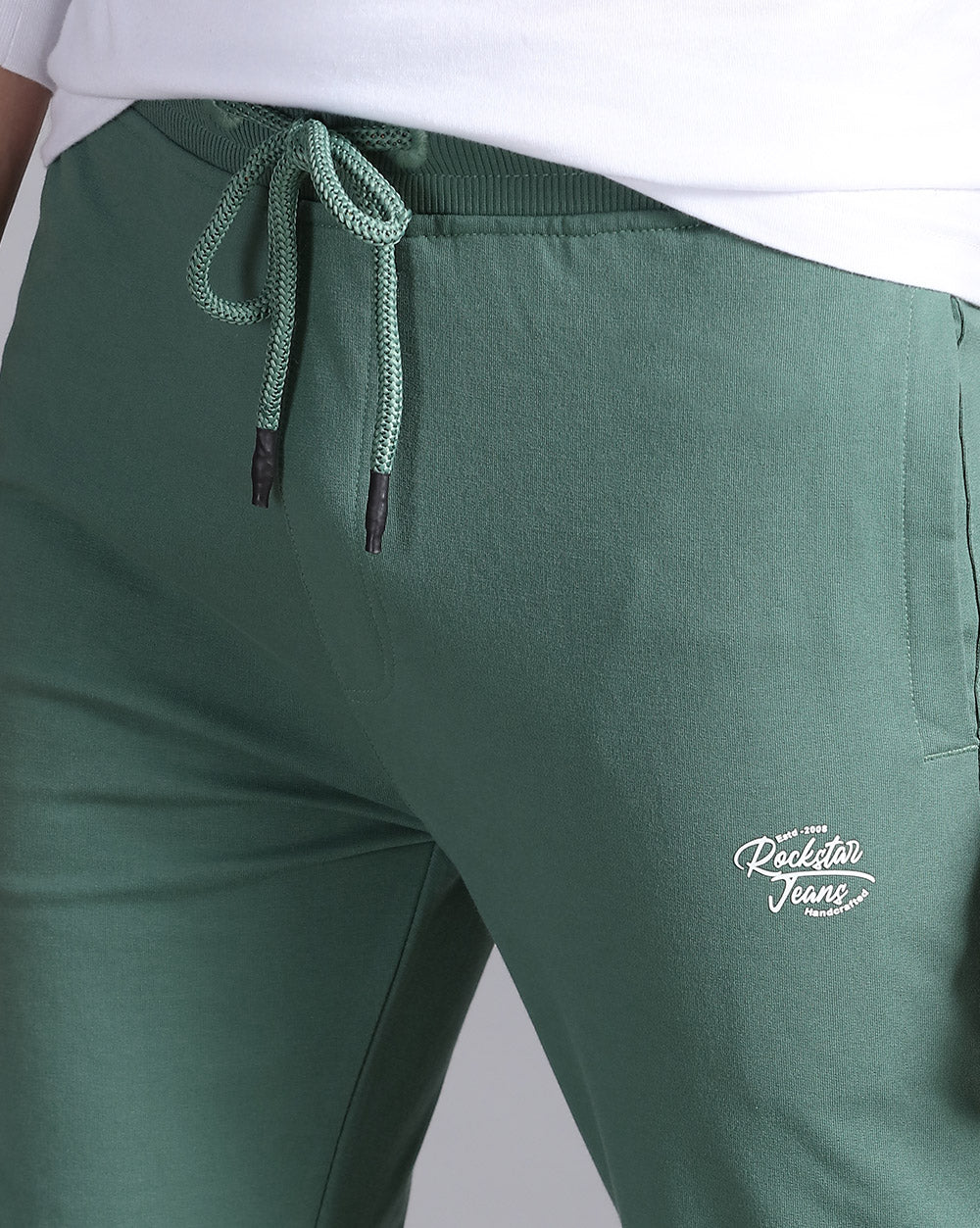 Green Solid Track Pants