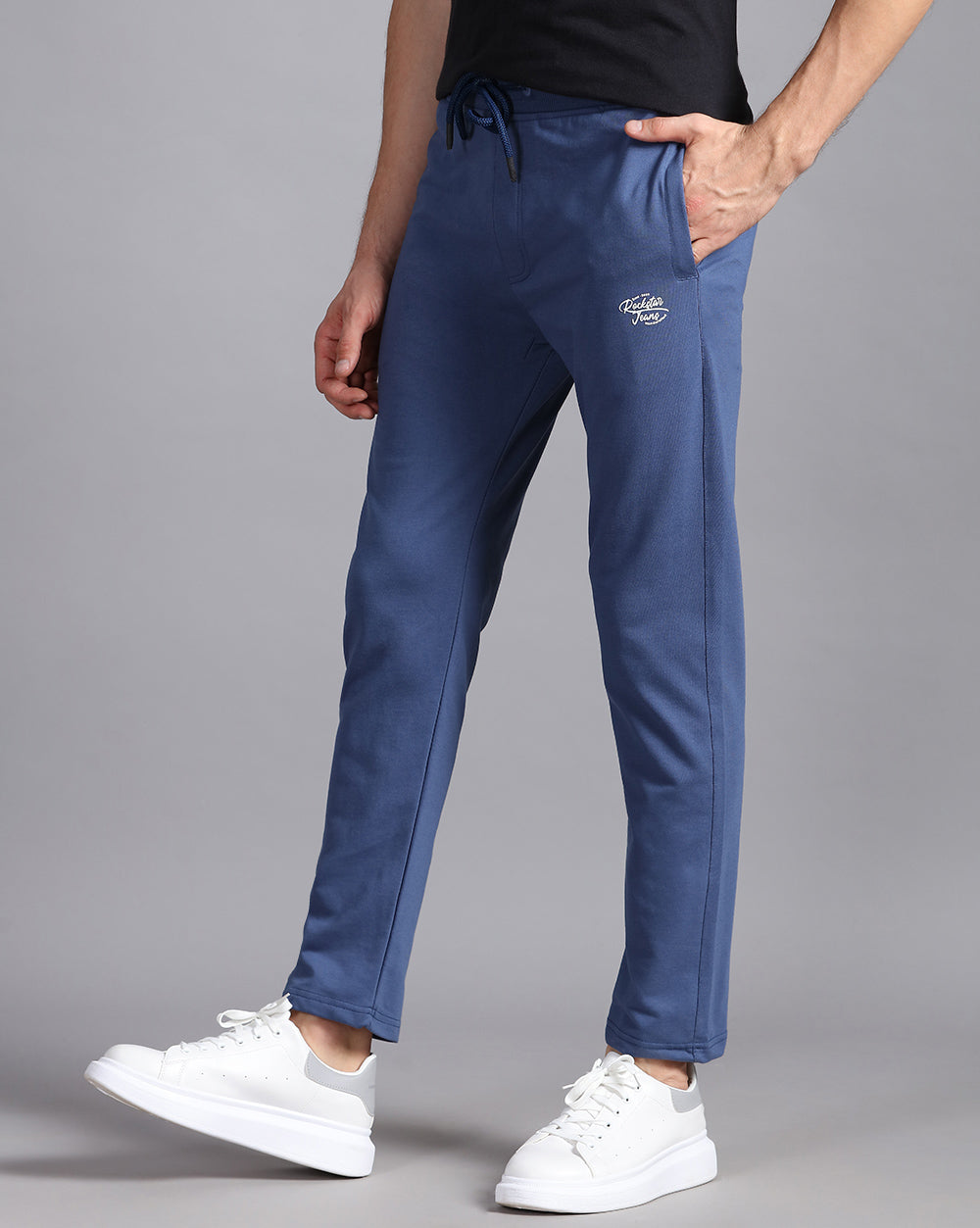 Blue Solid Track Pants