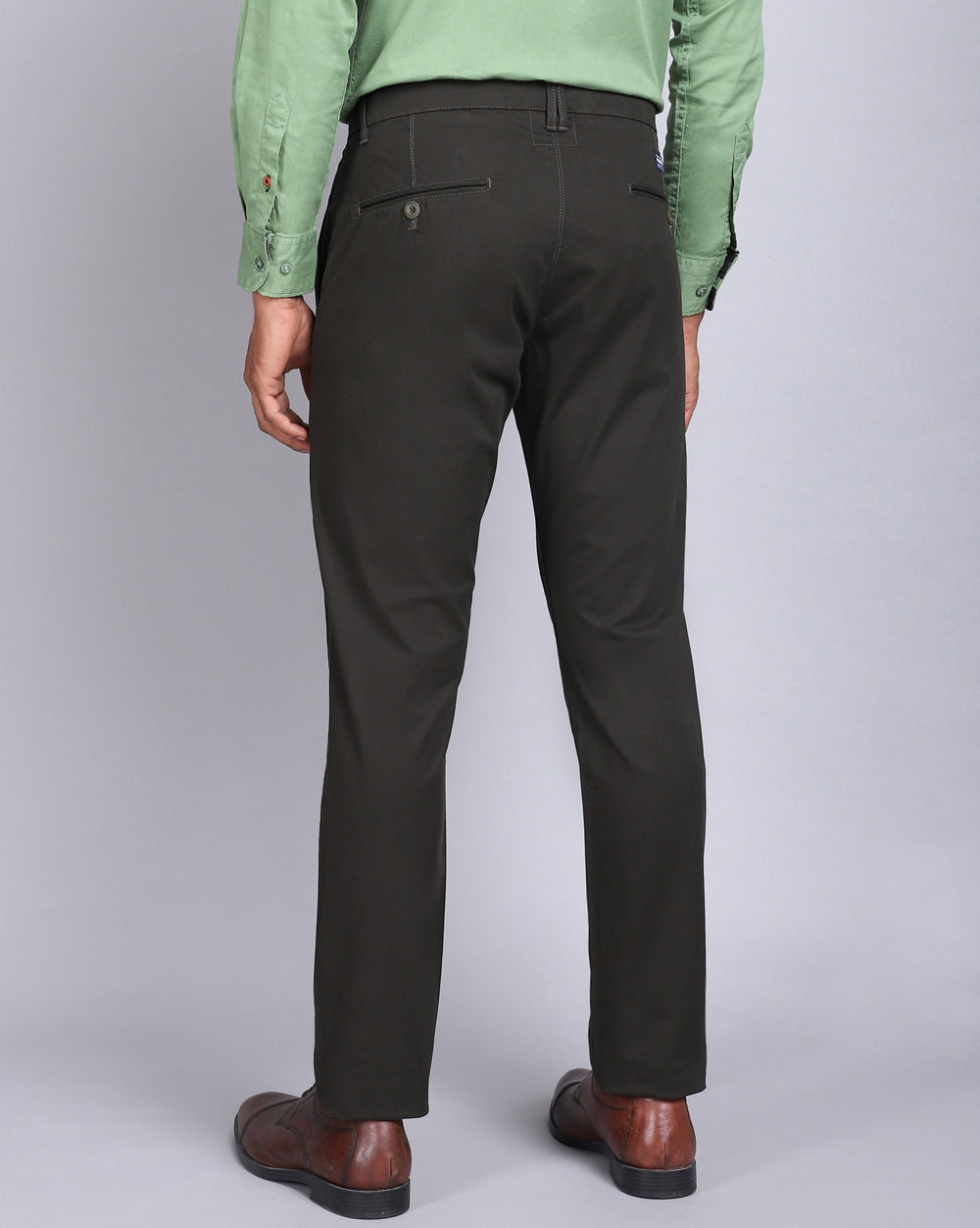 Olive Colored Slim Fit Trouser For Men