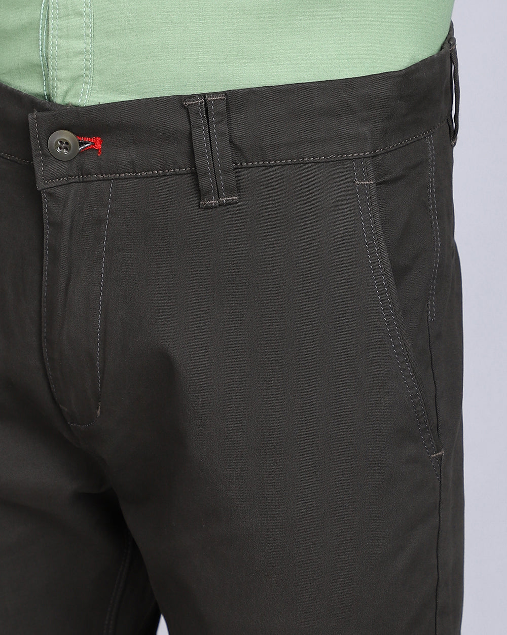 Olive Colored Slim Fit Trouser For Men