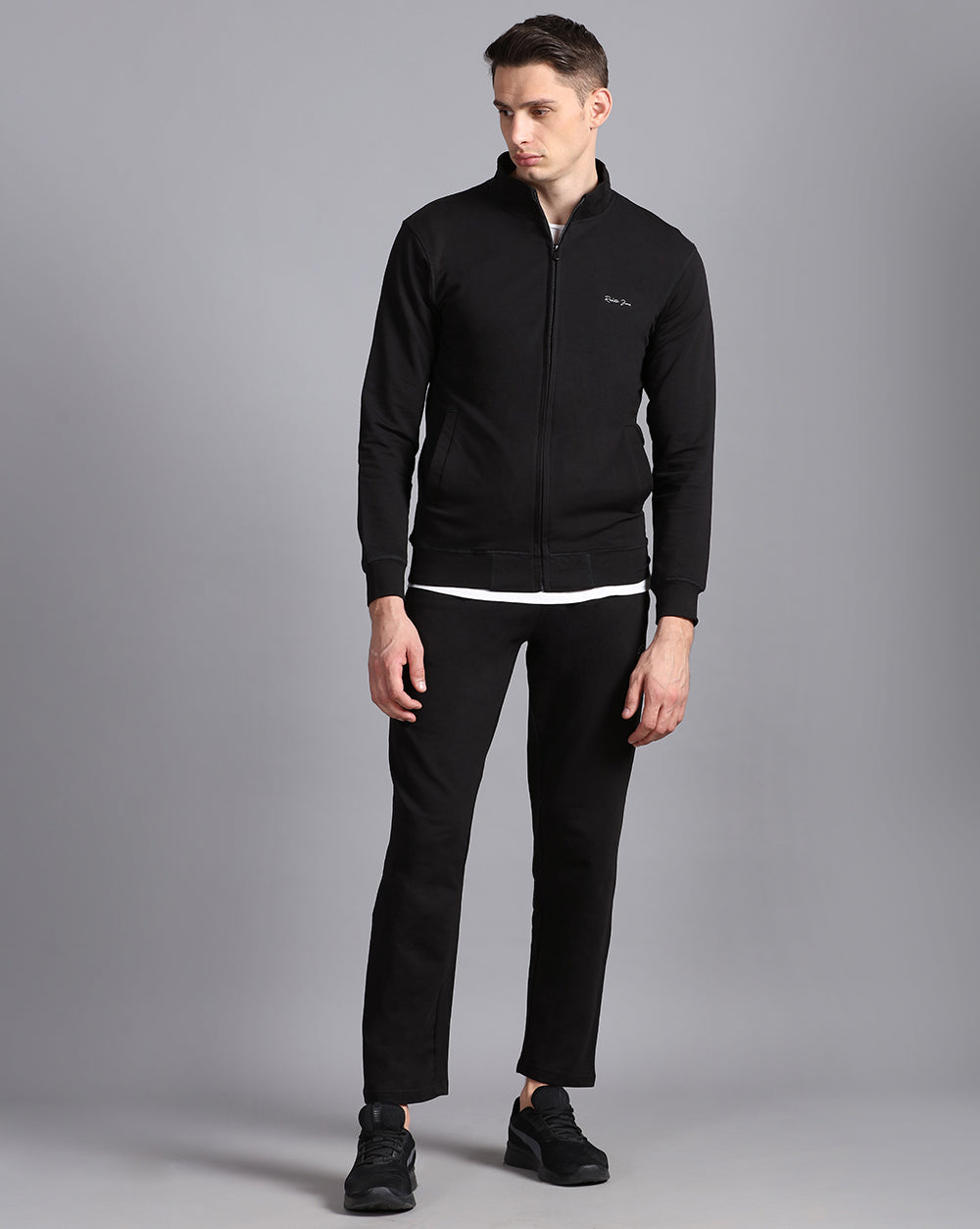 Solid Running Black Track pant