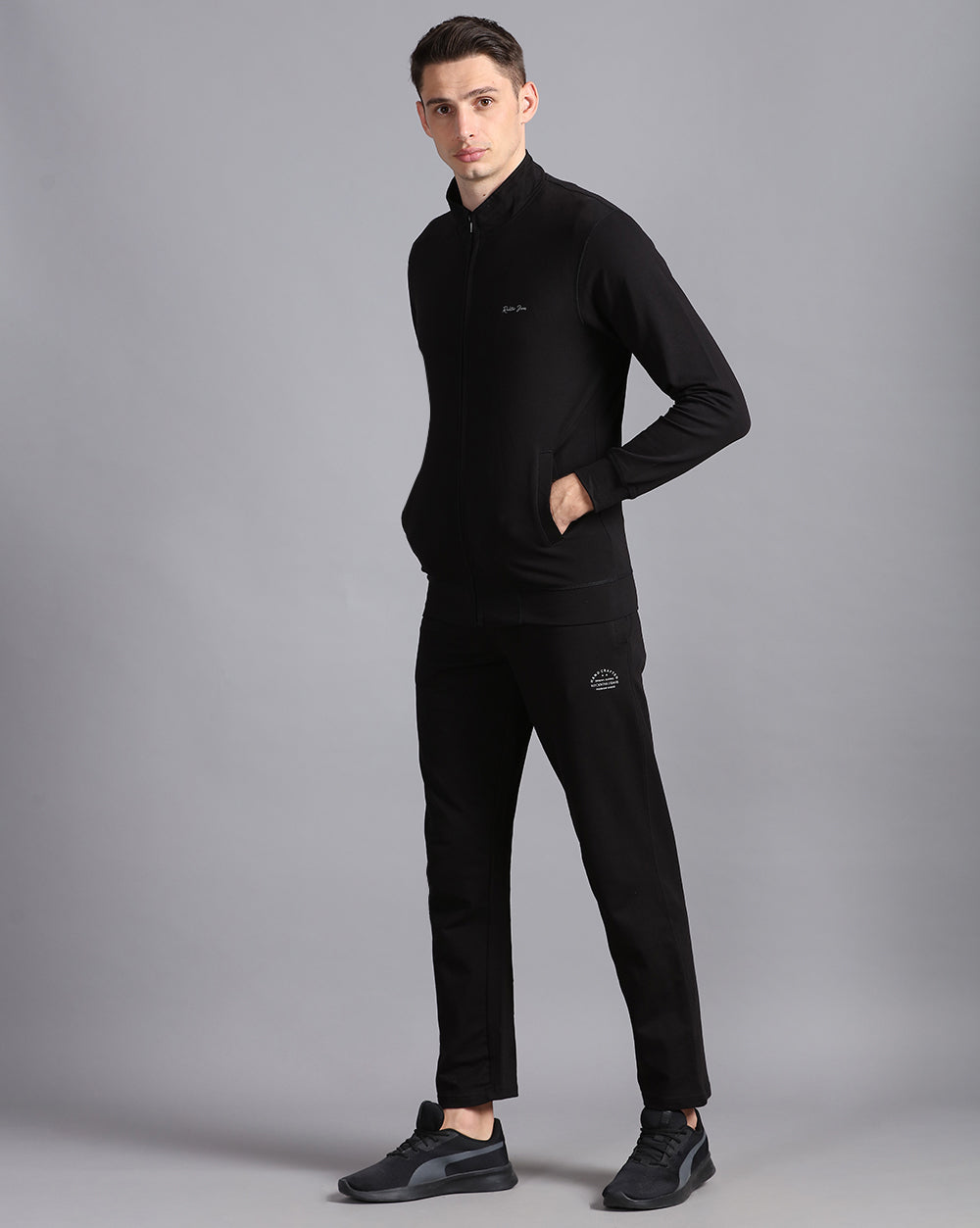 Solid Running Black Track pant